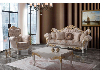 Ylellinen Sohvaryhmä Täydellinen Sohvakokonaisuus Beige Verhoilusofta